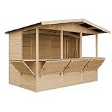 TIMBELA M150B Holz Gartenhaus, Marktbude Holz, Qualitäts Schiffslatten Kiefern Fichte Verkaufsstand...