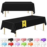 Bouiexye 4 Stück Einweg Tischdecken 137 x 274 cm Tischdecke aus Kunststoff Schwarz Rechteckige...