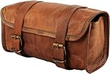 american blue Vintage-Motorradtasche aus echtem Ziegenleder, 2-Riemen-Schnallenverschluss, braune...