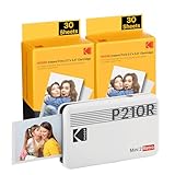 KODAK Mini 2 Retro 4PASS Mobiler Fotodrucker (5,3x8,6cm)- Paket met 68 Blatts, Weiß