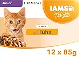 IAMS Delights Kitten Nassfutter - Multipack Katzenfutter mit Huhn in Sauce, hochwertiges Futter für...