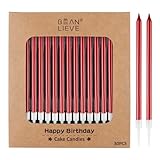 BEAN LIEVE 30 Stück lange dünne metallische Geburtstagskerzen, Kuchenkerzen, Geburtstagsfeier,...