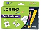 LORENZ Creative 10 Textilmalstifte | waschfest bis 60°C | 2-5mm Strichstärke | handlich |...