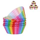 100 Stück Muffin Backformen Cupcake Wrapper Regenbogen Papier Fällen Liners Muffinförmchen für...