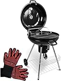 deluxe4home® Kugelgrill mit Deckel Ø55 cm I Rollbarer BBQ-Grill mit Aschebehälter &...