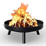 Jaxguom Feuerschale 80 cm, Feuerstelle Garten mit Griffen und Abnehmbaren Beinen,Feuerschale...