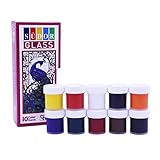 SÜDOR Glass Color SD322S, Glasfarben-Set, 10 Farben je 20 ml (in neuen Flaschen) Glasmalfarben auf...