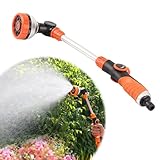 Gießstab, Garten Gießstab Metall, 47.5 cm Lang, 8 Sprühbilder, Robuste Gartenbrause mit 180°...