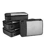 Amazon Basics Packwürfel Set für Koffer, Reise Organizer, Reißverschluss, 4 Stück, 1er-Pack,...