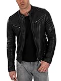 Herren-Motorradjacke aus echtem Rindsleder, CUK093 Gr. Medium, Schwarz