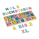 Relaxdays Holzbuchstaben Set, 208-tlg., Großbuchstaben A-Z, Deko-Buchstaben zum Basteln & Bemalen,...