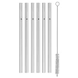 WMF Baric Metall Strohhalm-Set 7-teilig, 6 Trinkhalme gerade mit Reinigungsbürste,...