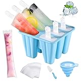 AmzKoi Eisformen Eis am Stiel Silikon, 6 Zellen Eis am Stiel Formen BPA Frei für Kinder, Erwachsen...