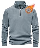 Livonmone Herren Fleece Pullover Warmes Microfleece Sweatshirt Half Zip Fleecepullover für Herbst...