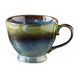 eKsdf Keramik Tee Tasse Groß 400ml Kaffeebecher Steingut Tassen mit Henkel Suppentassen Retro...