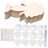 Toyvian DIY Meerjungfrau Holz Handspiegel Unbemalt Kleine Handliche Spiegel zum Bemalen und...
