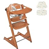 Gaxcent Hochstuhl aus Holz – Umwandlungsfähiger Kinderhochstuhl mit abnehmbarem Tablett, Kissen...