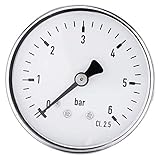 0-6 Bar Manometer, Druckmesser Wasser Mini Hochpräzisionsmanometer für Kraftstoff Luft Öl...