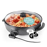 GOURMETmaxx Elektrische Multifunktionspfanne ⌀ 40cm | Mit Thermostat, Glasdeckel &...