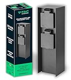 V-TAC Gartensteckdose mit Säule aus Stahl – 2 Gewichte Schuko 16 A – wasserdicht IP44 –...