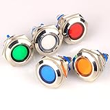 GUUZI 5pcs 12V-24V 16mm LED Metallkontrollleuchte Wasserdichte Signallampe mit...