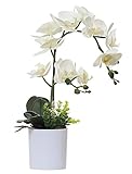 Olrla 43cm Weiß Künstliche Orchideen Blume im Weißen Topf, künstliche Blume Phalaenopsis mit...