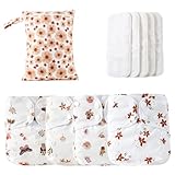 Babywindeln aus Stoff, waschbar, wiederverwendbar, mit 4 saugfähigen Einsätzen, verstellbarer...