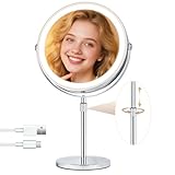 WITFAMILY Wiederaufladbar Kosmetikspiegel mit 1X/10X Vergrößerungs LED Make-up Spiegel mit...