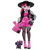Monster High Draculaura-Puppe mit ihrem Haustier, der Fledermaus-Katze Count Fabulous, und...