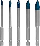 Bosch 5x EXPERT HEX-9 Hard Ceramic Bohrer Set (für Harte Fliesen, Weiche Fliesen, Ø 4-10 mm,...