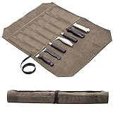 Koch Messer Roll Bag,Wachs Leinwand Messer Case Lagerung,Tragbare Koch Messer Tasche,7 Slots Messer...