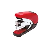 PLUS Japan, Mini-Flachhefter ST-10V in Rot, Flachheftgerät mit Kraftunterstützung, Heftleistung...