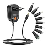 12W Universal Netzteil 3V 4.5V 5V 6V 7.5V 9V 12V 1A AC DC Schaltnetzteil mit 8 DC-Steckern für...