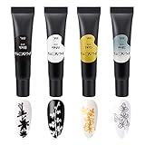 KADS 4 Farben stempeln Gel Polish für Nail Stamping Design 8ml Schwarz Weiß Gold Silber