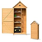 RELAX4LIFE Gerätehaus Garten, Gartenhaus aus Holz, Gartenschrank mit Satteldach, Geräteschrank...