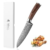 Wakoli EDIB Sakura Santoku Messer 17 cm aus 67 Lagen Damaststahl mit VG10 Kern – Scharfes Damast...