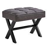 IBUYKE Kleiner 12' H Fußstützenstuhl, Quadratischer Leinen Fußhocker mit Metall X-Bein, Mehrzweck...