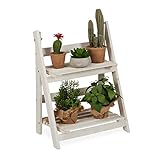 Relaxdays Blumentreppe, für innen & Balkon, Shabby-Chic Design, freistehend & klappbar, HBT:...