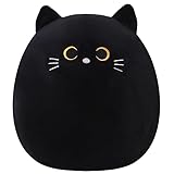 Xfrog Schwarze Katze Plüschtier, 25CM Kawaii Kuscheltier, Cartoon Plüschkissen, Geburtstag...