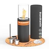 2 IN 1 Windlichtsäule 81CM Tischfeuer Indoor Standkamin Großer Kerzenständer Rund Windlicht Glas...