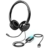 XAPROO USB Headset mit mikrofon, USB/3,5-mm PC Kopfhörer mit Lautstärkeregler, Stummschalttaste,...