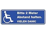 easydruck24 Bitte 2 Meter Abstand halten I Aufkleber für Rollstuhl-Fahrer wetterfest 20 cm I...