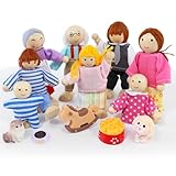 Puppenhaus Puppen, 13 Stück Hölzerne Puppenfamilie Für Puppenhaus, Biegepuppen Mit Katze Und...