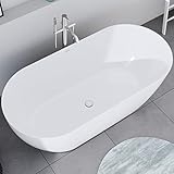 DURAVIT Freistehende Badewanne aus Acryl Standbadewanne DuraMuna in Weiß glänzend 150x75 cm...