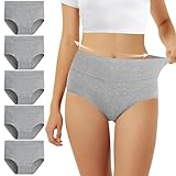 FALARY Unterhosen Damen Baumwolle Hohe Taille 5er Pack Stretch Atmungsaktiv Panties Weich Frauen...