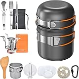 Onherm 15-teiliges Camping Geschirr Set, Faltbar Camping Kochgeschirr Set, Camping Töpfe Bratpfanne...