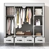 Anmas Power Kleiderschrank,Schlafzimmer Stoffschrank,Kleiderstander mit Schubladen,Faltbar Garderobe...
