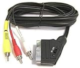 PremiumCord SCART Kabel zu 3xCINCH, Stecker zu Stecker, IN/Out Schalter, schwarz, 1,5m