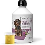 ReaVET Mariendistelöl für Hunde & Pferde 500ml – Naturrein in Premiumqualität – Barf Zusatz,...