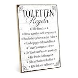 TypeStoff Holzschild mit Spruch – TOILETTEN-REGELN – im Vintage-Look mit Zitat als Geschenk und...